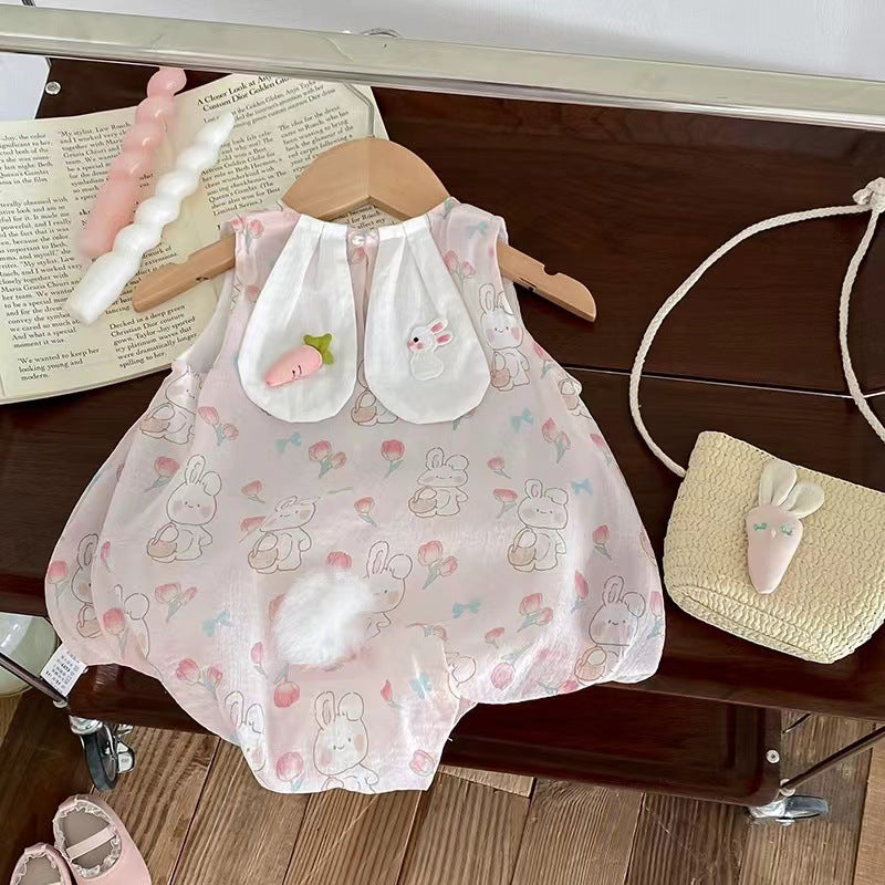 Sleeve Super Cute Clothes Jumpsuit Cartoon Bunny Romper Sweet Full Jumpsuit, Climbing Suit