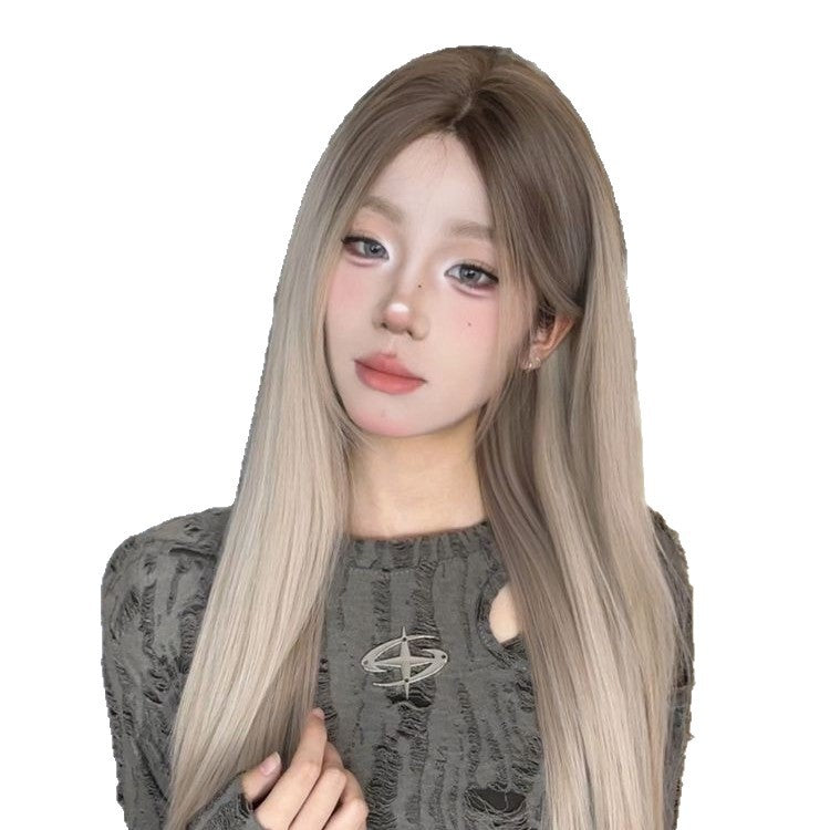 Women's Lace Hair Gradient Asian Summer Natural Long Straight Wig