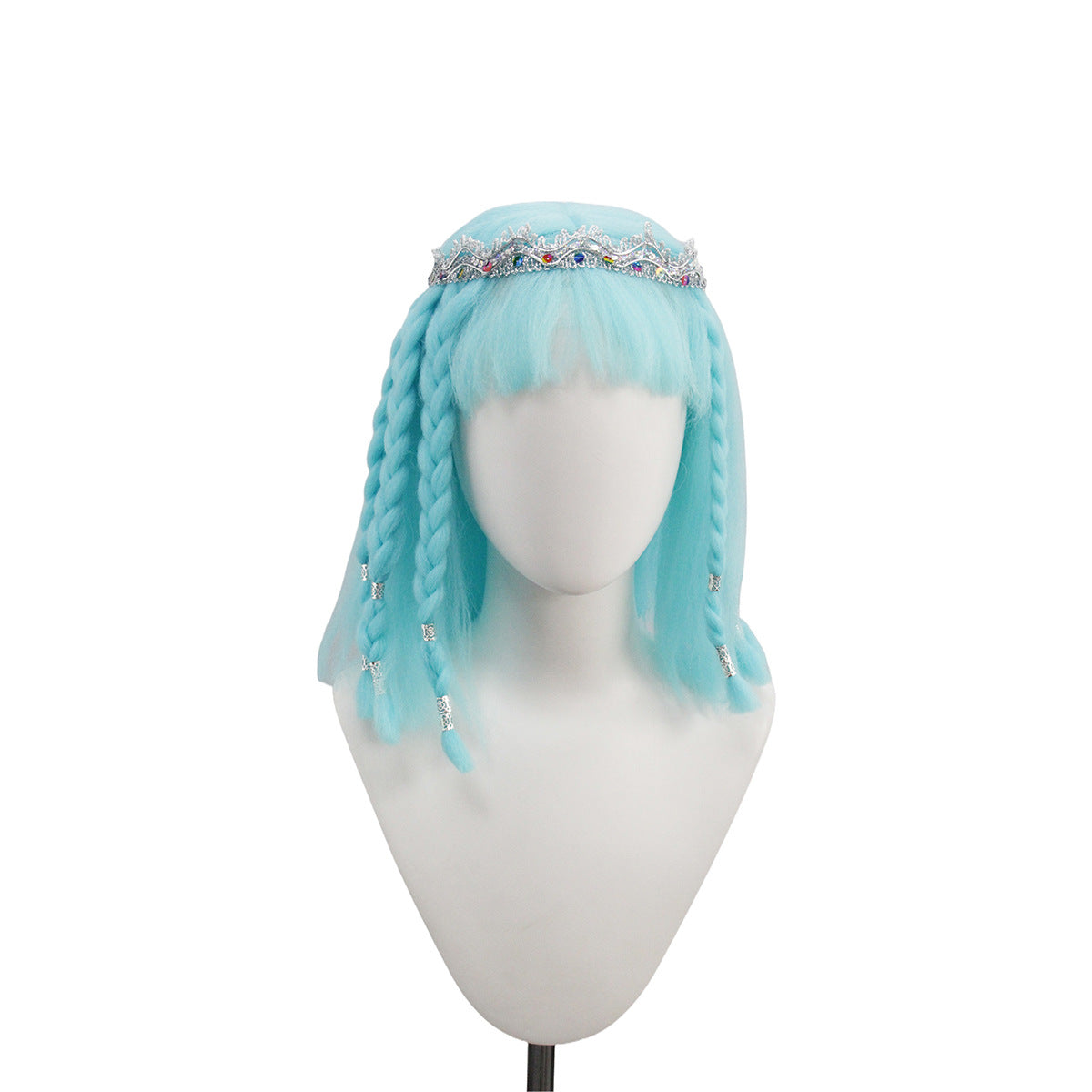 Anime Dress-up Golden Beads Straight Bangs Short Braid Egyptian Cos Wig