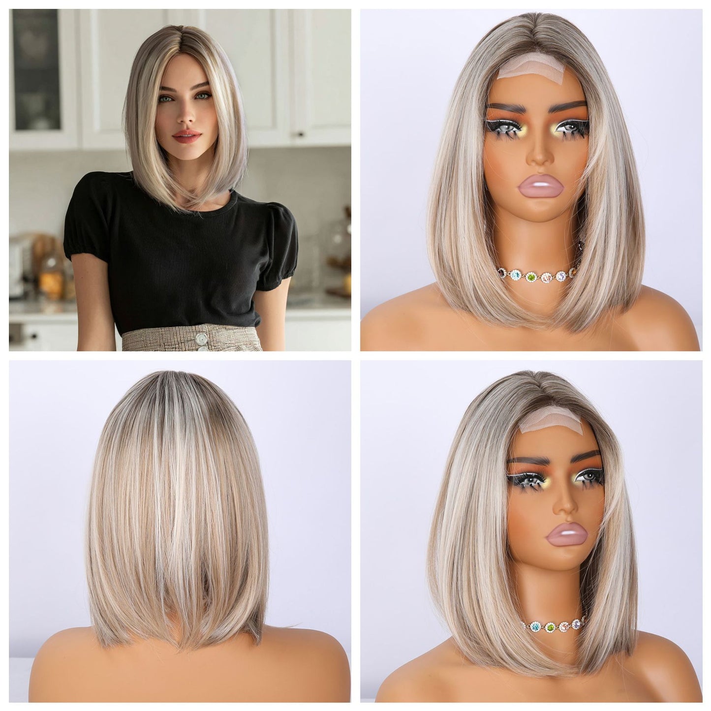 Innovative Women's Fiber Fashion Inner Buckle Wig Short Straight Hair