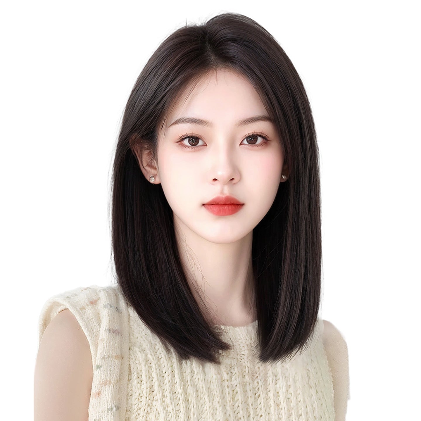 Women's Needle Boundary Swiss Net Set Realistic Head Additional Hair Wig