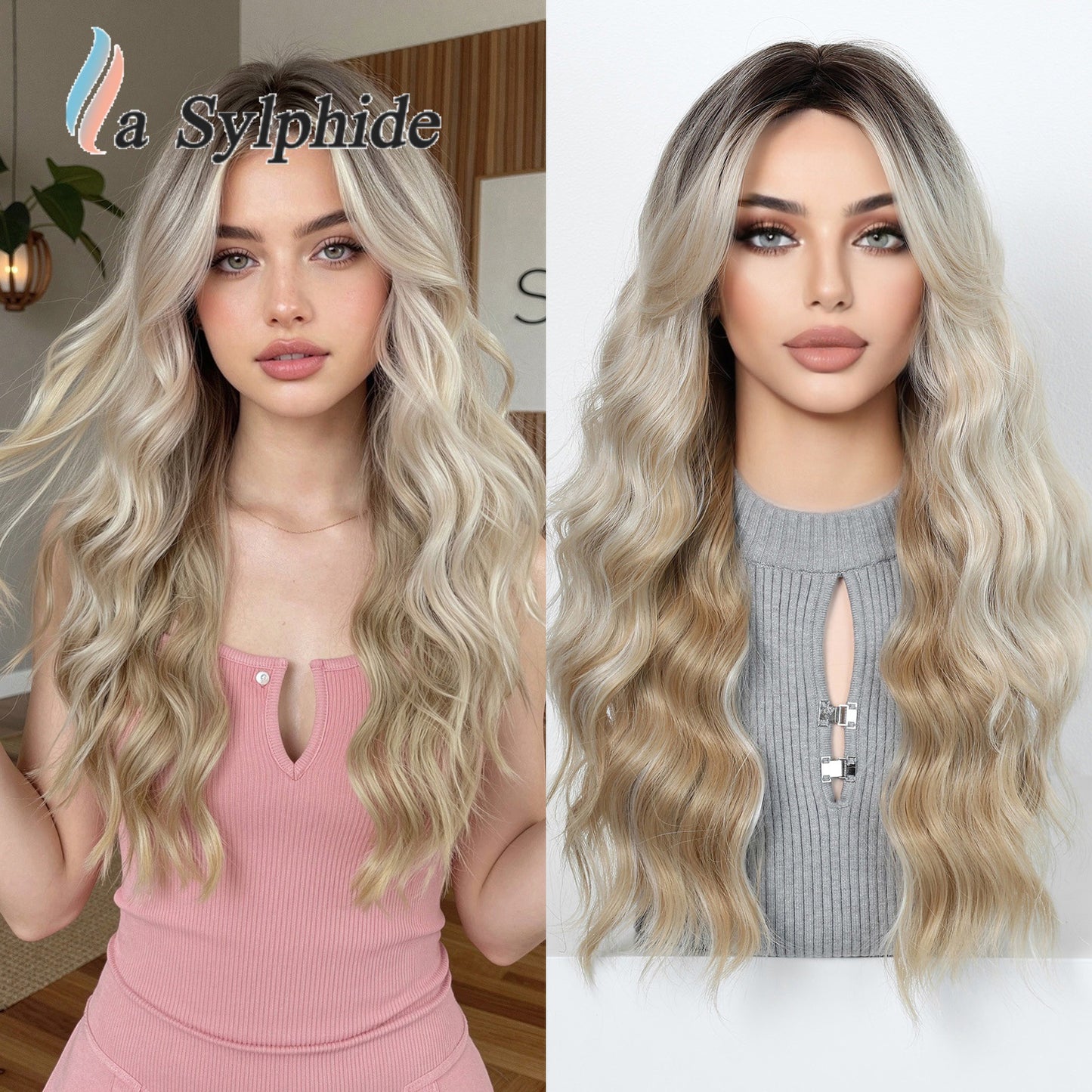 Brown Gradient Mid-length Bangs Mechanism Curly Hair Natural Wig Long Curls