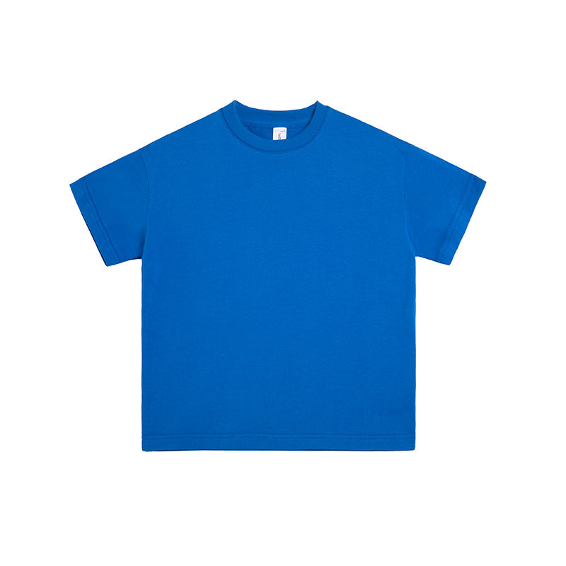 Children's Big Sports Round Neck Solid Color Children's T-shirt