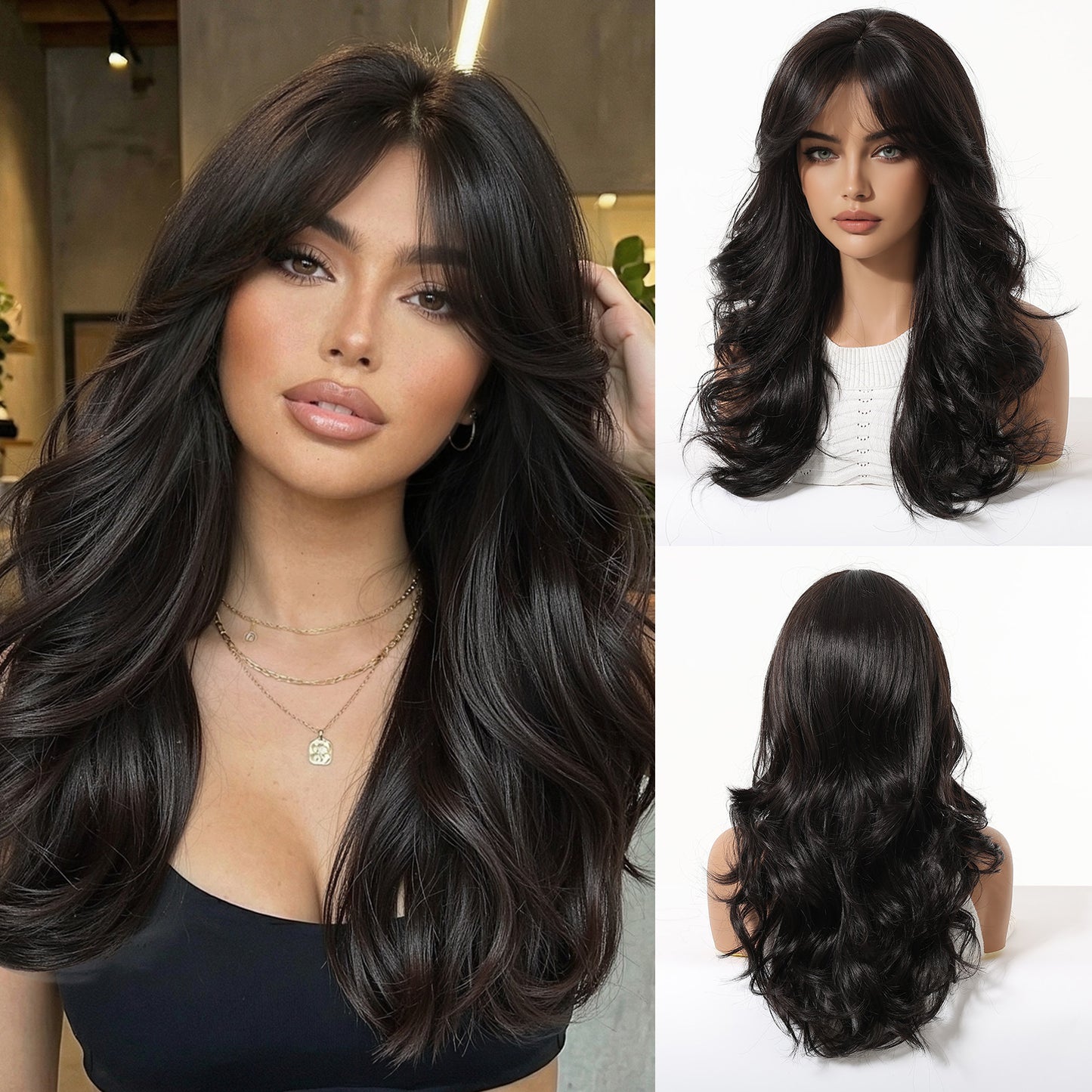 Type Bangs Curly Natural Fashion Top Wig Long Curls