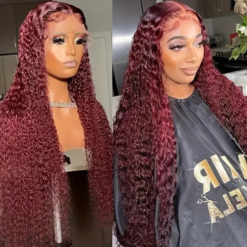 Black African Small Volume Hair Front Lace Synthetic Wig Long Curls