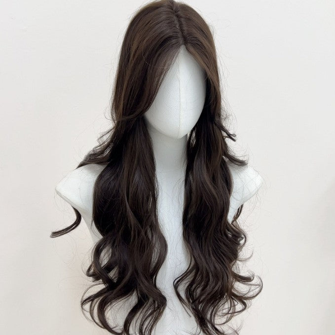 To Wear Hair Net Female Head Top Cover Gray Middle Wig Long Curls