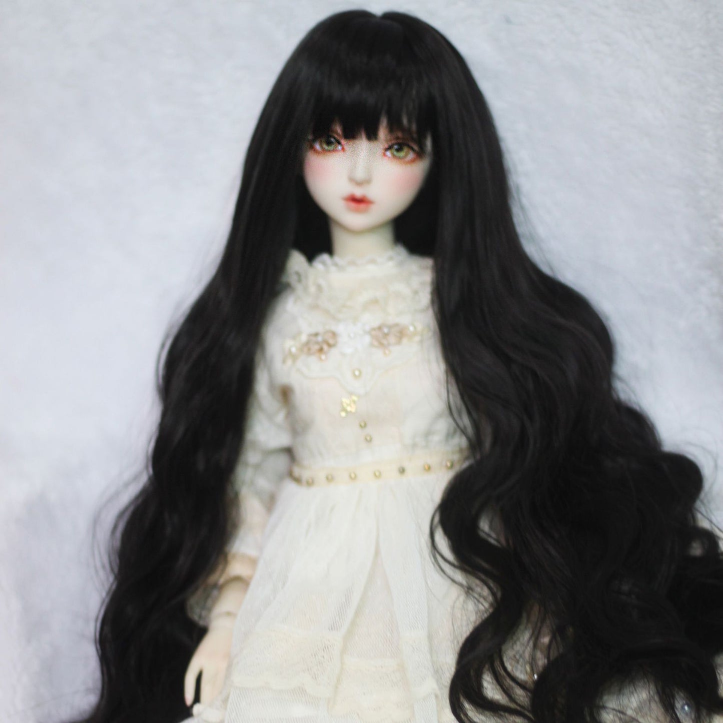 Lucy Elegant Hair Straight Bangs Sier Gray Natural Handmade Roll Cos Wig