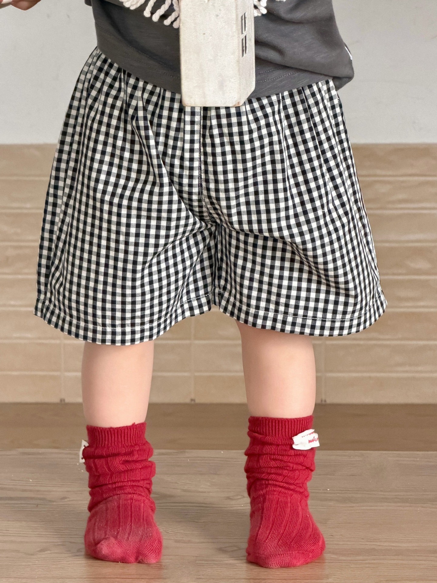 Children's Clothing Summer Clothes Korean Style Cartoon T-shirt Plaid Children's Suit