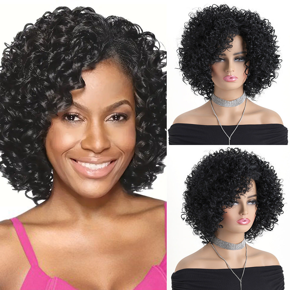 Fashion Elastic Net Black Small Head Wig Short Curly Hair
