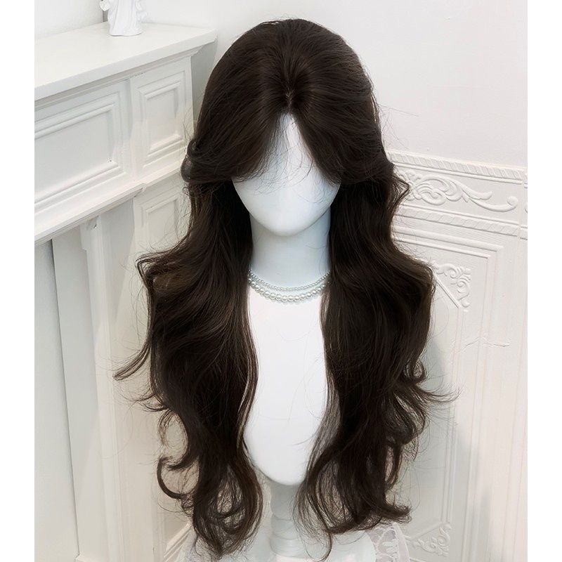 Women's Cold Brown Lace Mid-length Curly Hair Graceful Fashionable Wig Long Curls