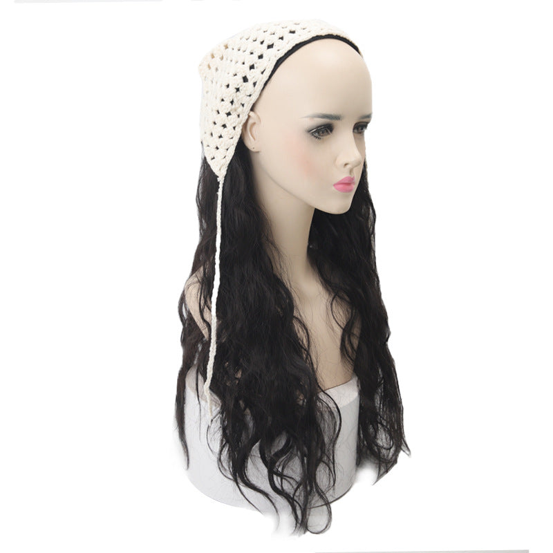Pastoral Triangular Cute With Water-wave Texture Detachable Wig Long Curls