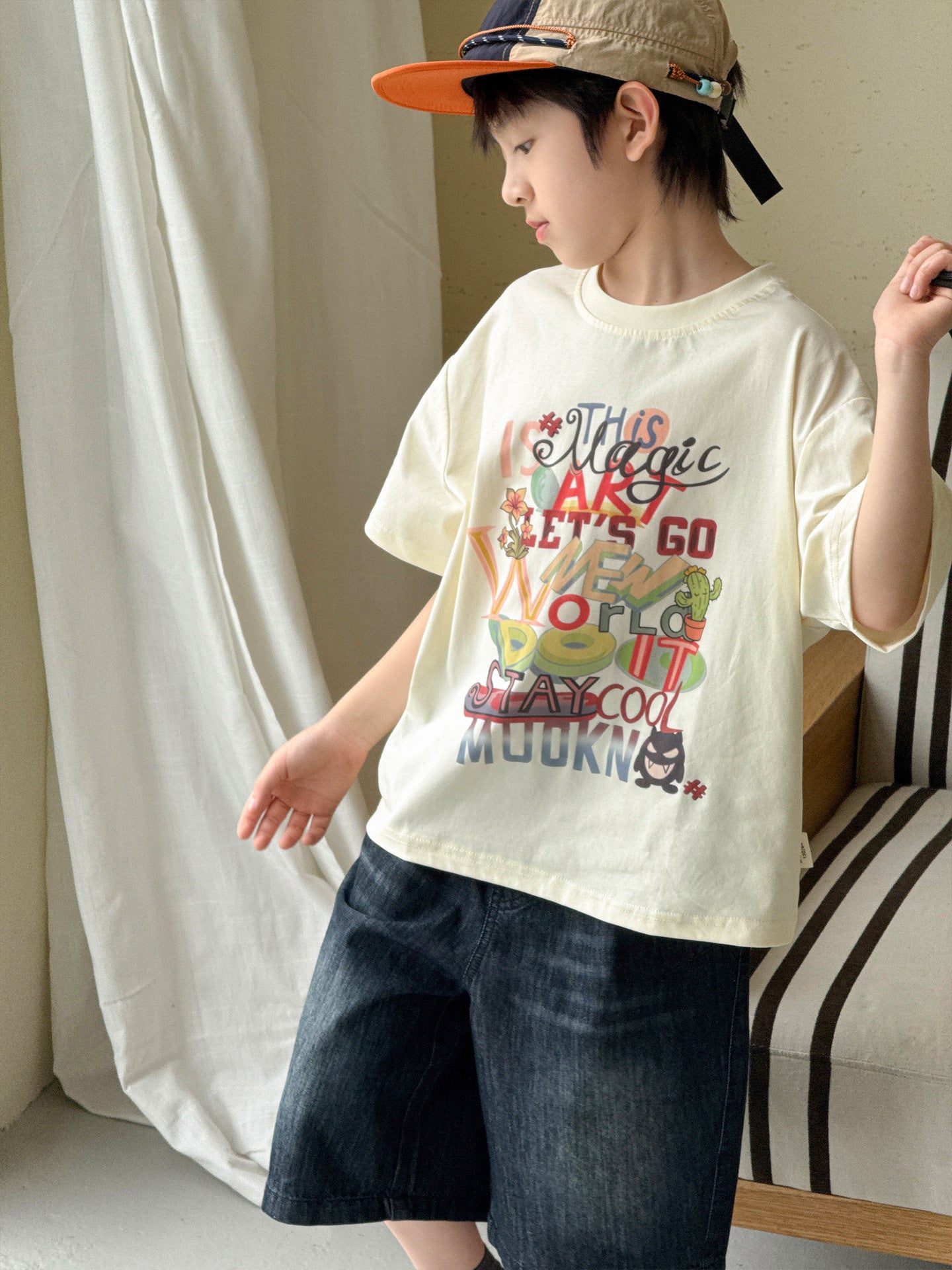 Children's Korean Style American Printed Short Sleeve Casual Children's T-shirt