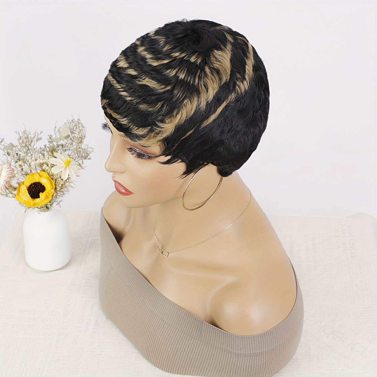 Creative Ultra African Mechanism Chemical Fiber Wig Short Straight Hair