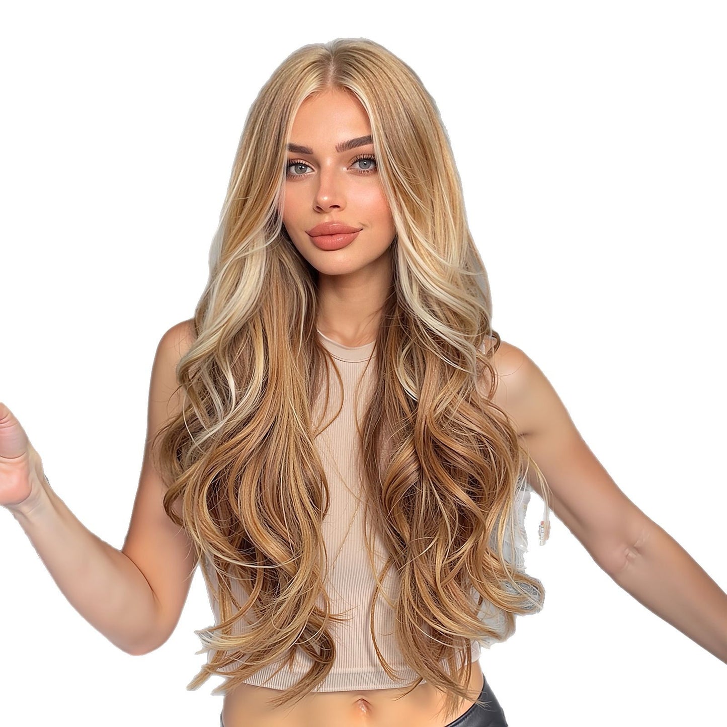 Highlight Mid-length Curly Hair Chemical Fiber Wig Long Curls