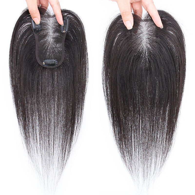 Top Increase Cover Gray Full Real Human Natural Hand-woven Supplementing Wig