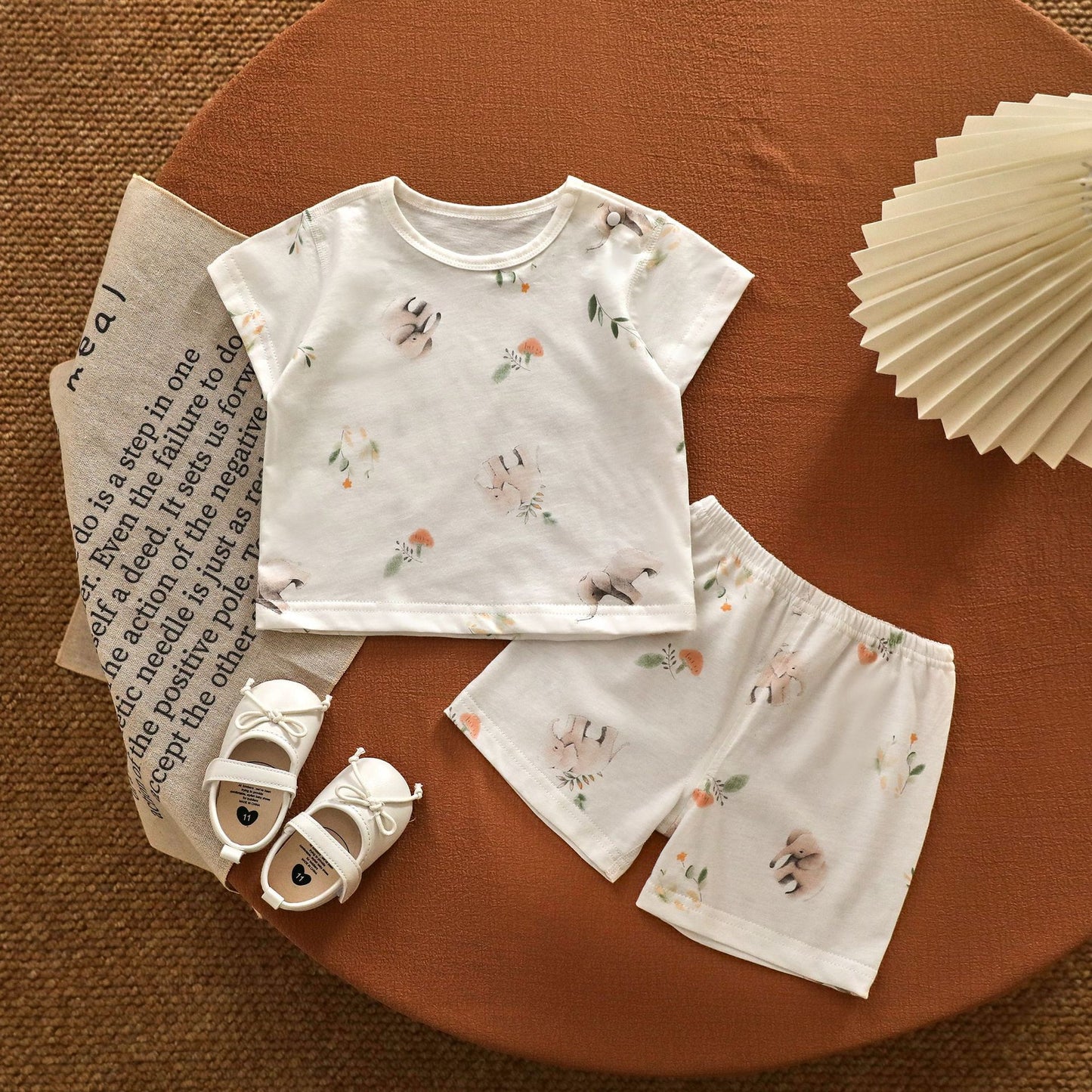 Children's Pure Cotton Short Sleeve Pants Home Children's Suit