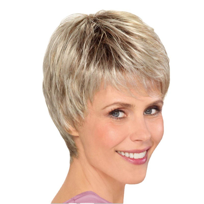 Classy Durable Straight Gradient Color Sheath Wig Short Curly Hair