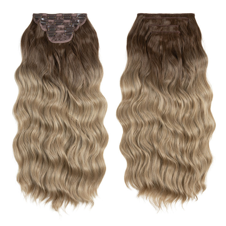 Women's Set Curly Hair Water Ripple One Piece Hairpiece Wig Long Curls