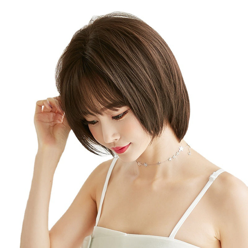 Mid-length Round Face Styling Repair Natural Fluffy Wig Short Straight Hair
