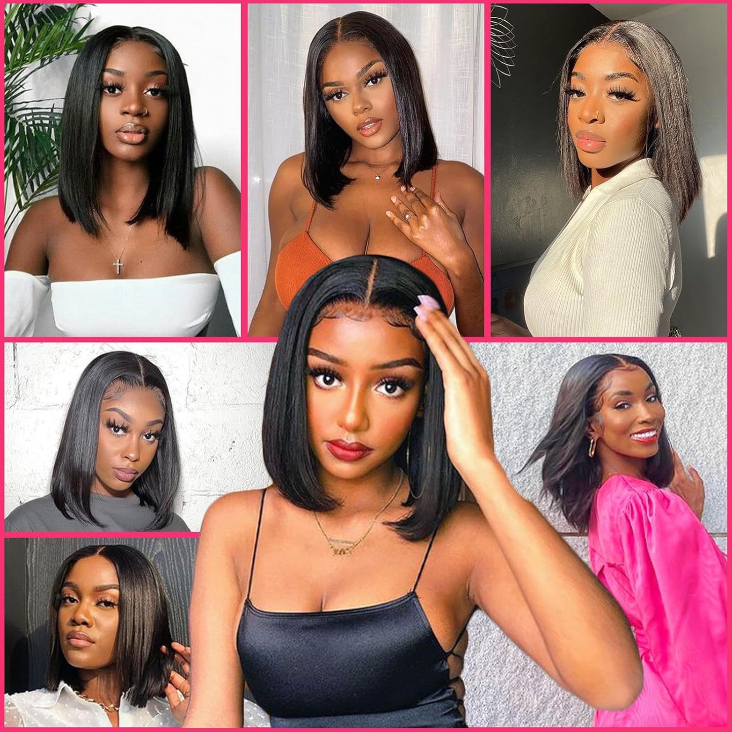 Black Short Straight Hair U-shaped Elastic Half Headgear Wig