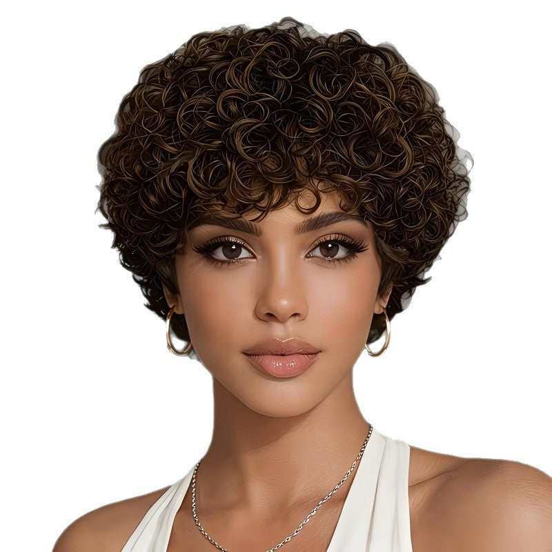 Volume Afro Female Fiber Fluffy Curls Wig Short Curly Hair