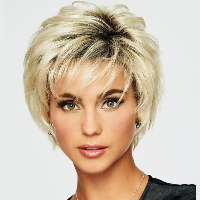 New Women's Mixed Color Chemical Fiber Wig Short Curly Hair