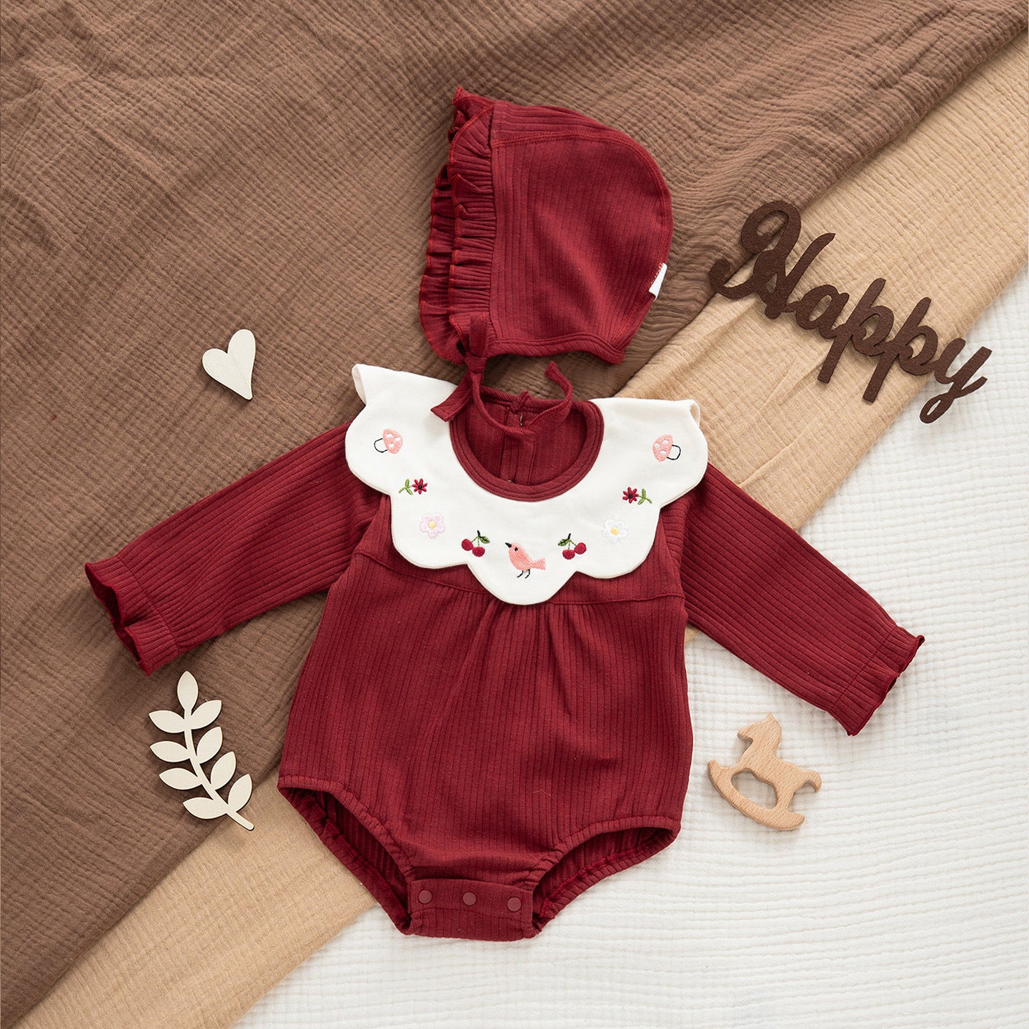 Infant Born Red Days Old One Month Clothing Festive Long-sleeved Jumpsuit, Climbing Suit