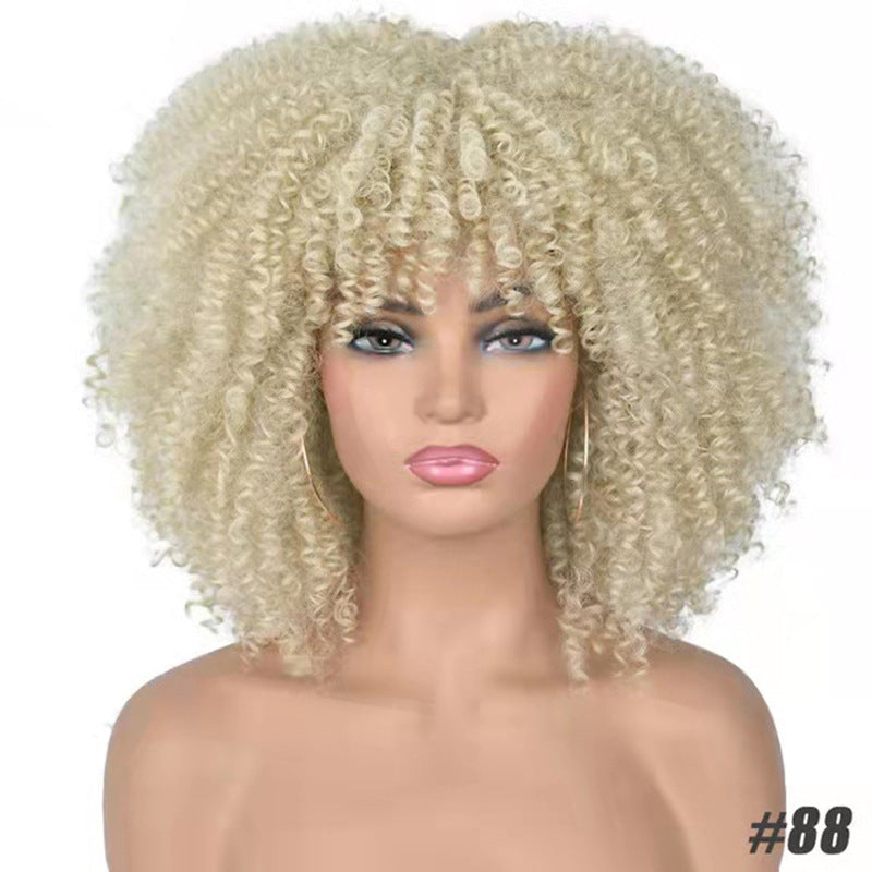 Women's Chemical Fiber African Small Volume Afro Wig Short Curly Hair