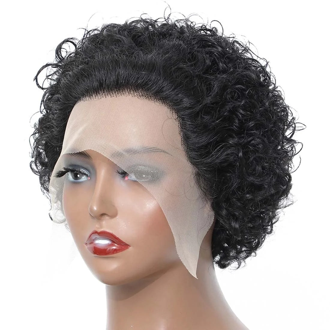 Front Lace Elf Head Cover Short Real Hair Wig