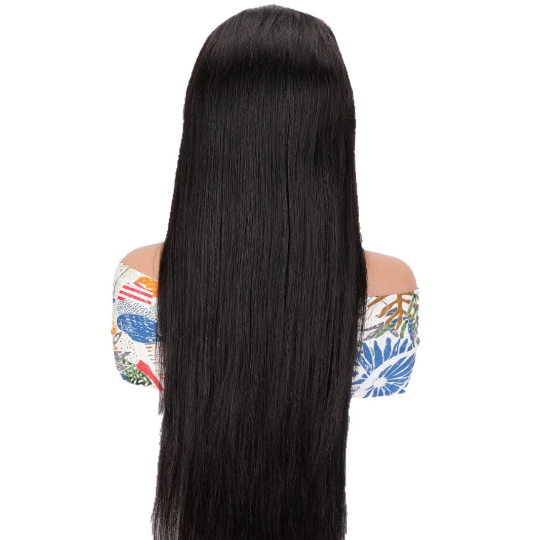 Human Natural Color Black Straight Density Real Hair Wig