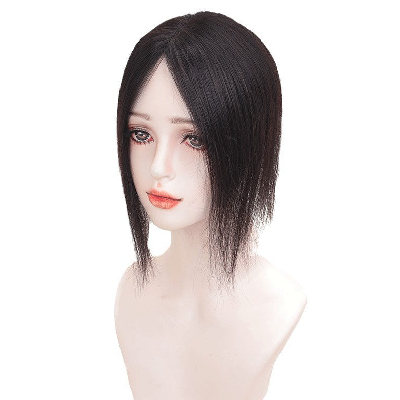 Diamond Net Black Swan Hairpiece Top Cover Gray Forehead Invisible Real Hair Wig