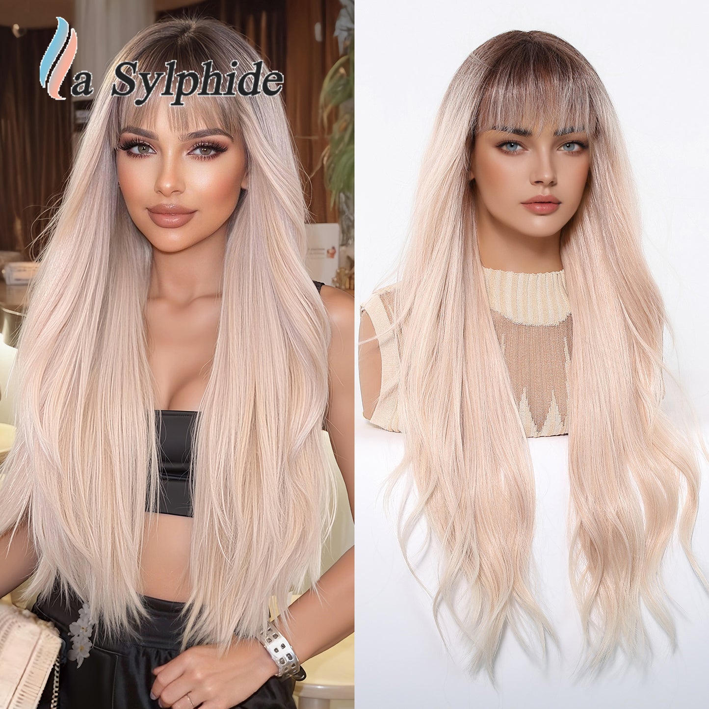 Wave Refuse Class Flavor Natural Straight Bangs Head Cover Fashion Wig Long Curls