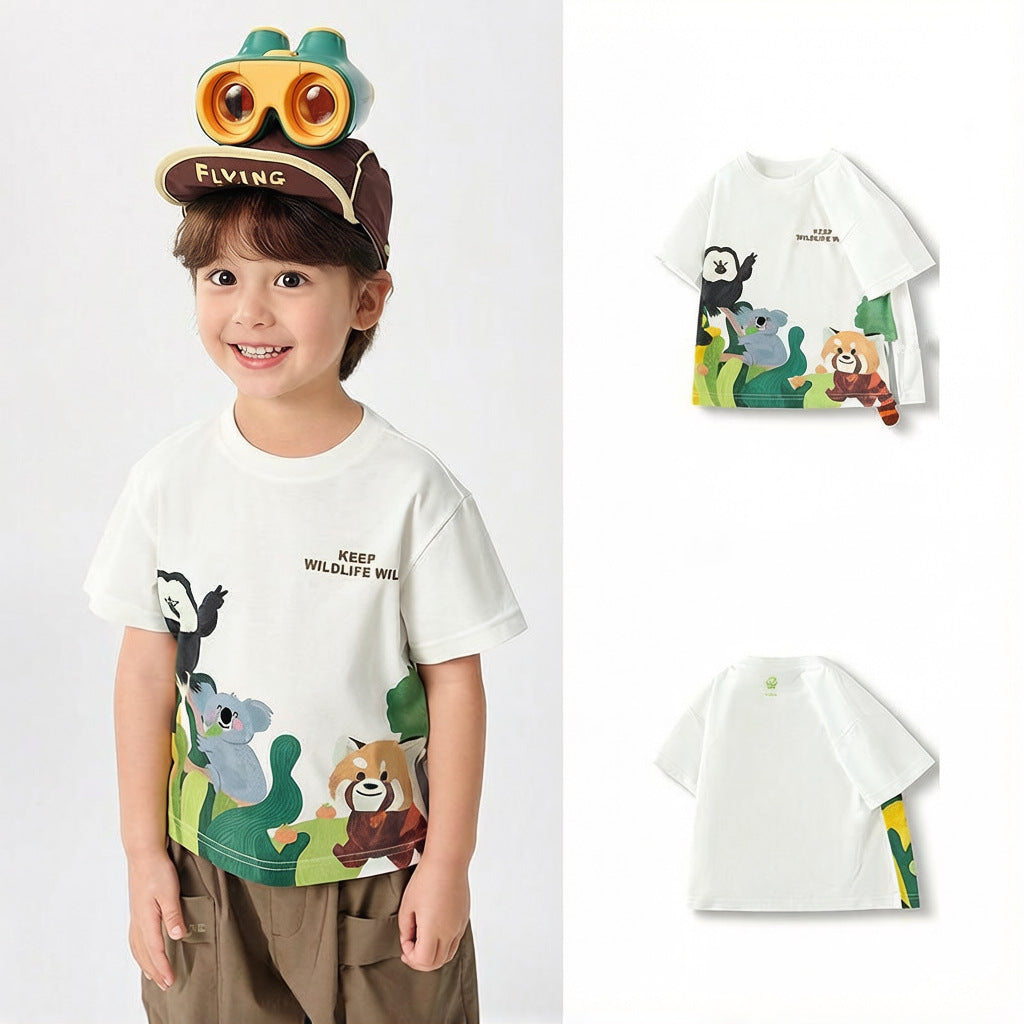Children's Forest Zoo Boy's Short-sleeved Half Sleeve Children's T-shirt