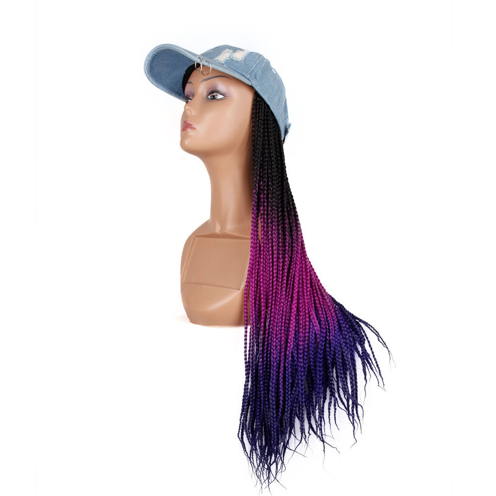 Hat One-piece Braid Three-strand Head Cover Wig Long Curls
