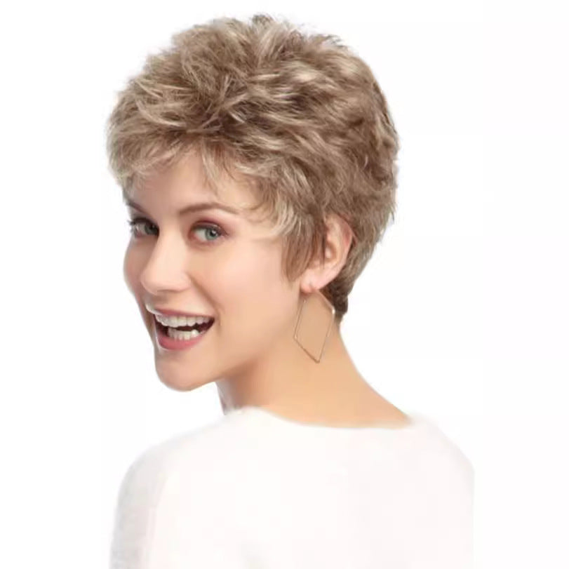 Good Quality Short Hair Lady Sexy Hairstyle White Wig Long Curls