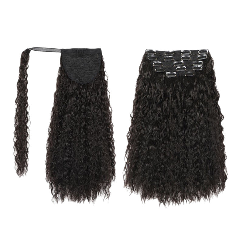 Chemical Fiber Hairpiece Clip Ponytail Suit Long Straight Wig