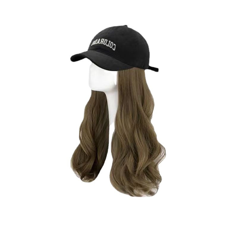 Hat One Female Curly Hair Fashion Baseball Peaked Wig Long Curls