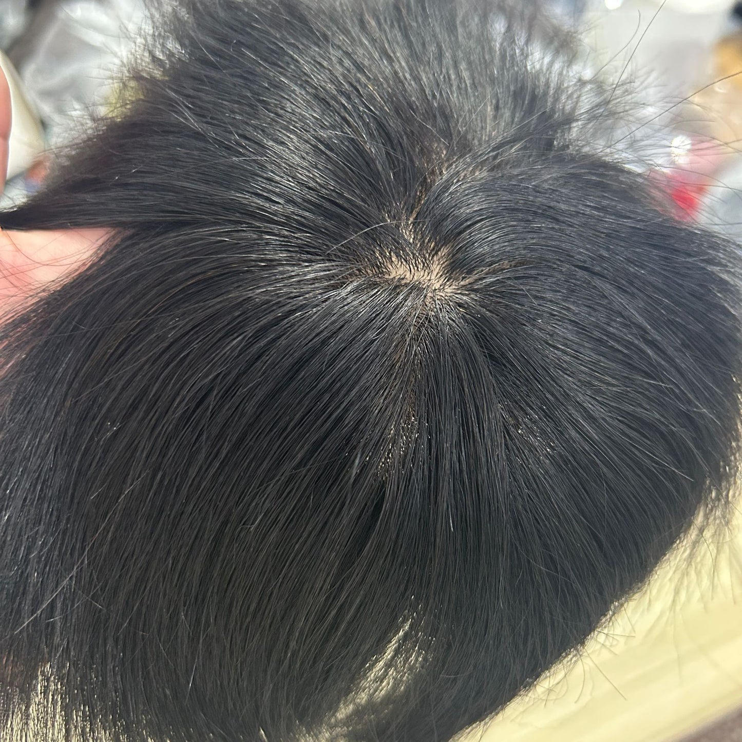 Men's Net Spinning Invisible Breathable Real Hair Hairpiece Hand Woven Top Wig