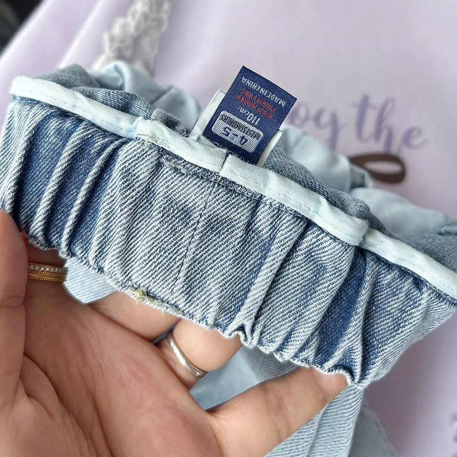 Children's Clothing Autumn Embroidered Bow Jeans Casual Children's Pants