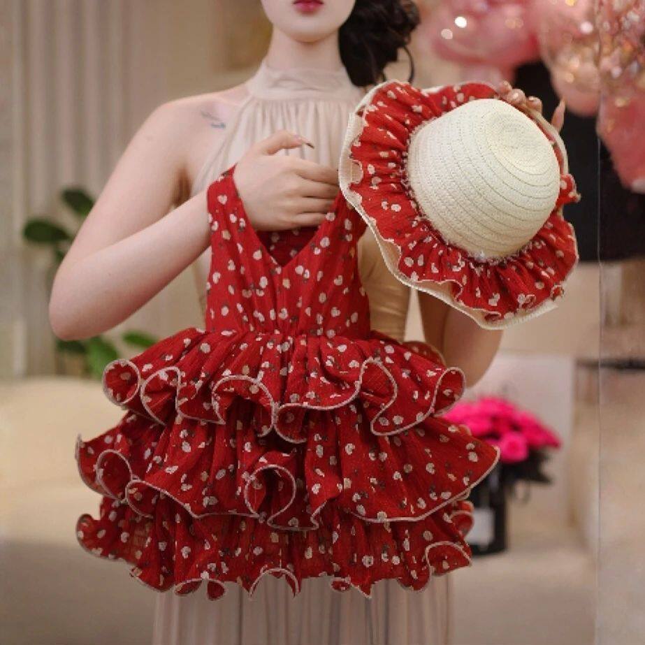 Summer Pettiskirt Fashion Strap Dress Princess Floral Children's Suit