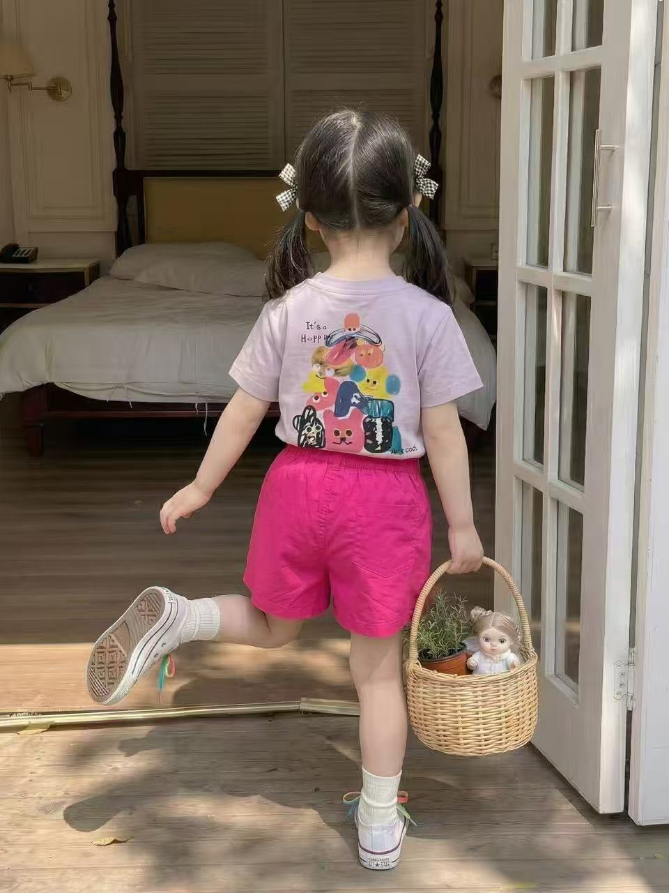 Children's Summer Short-sleeved Casual Western Style Female Cute Printed Thin Children's T-shirt