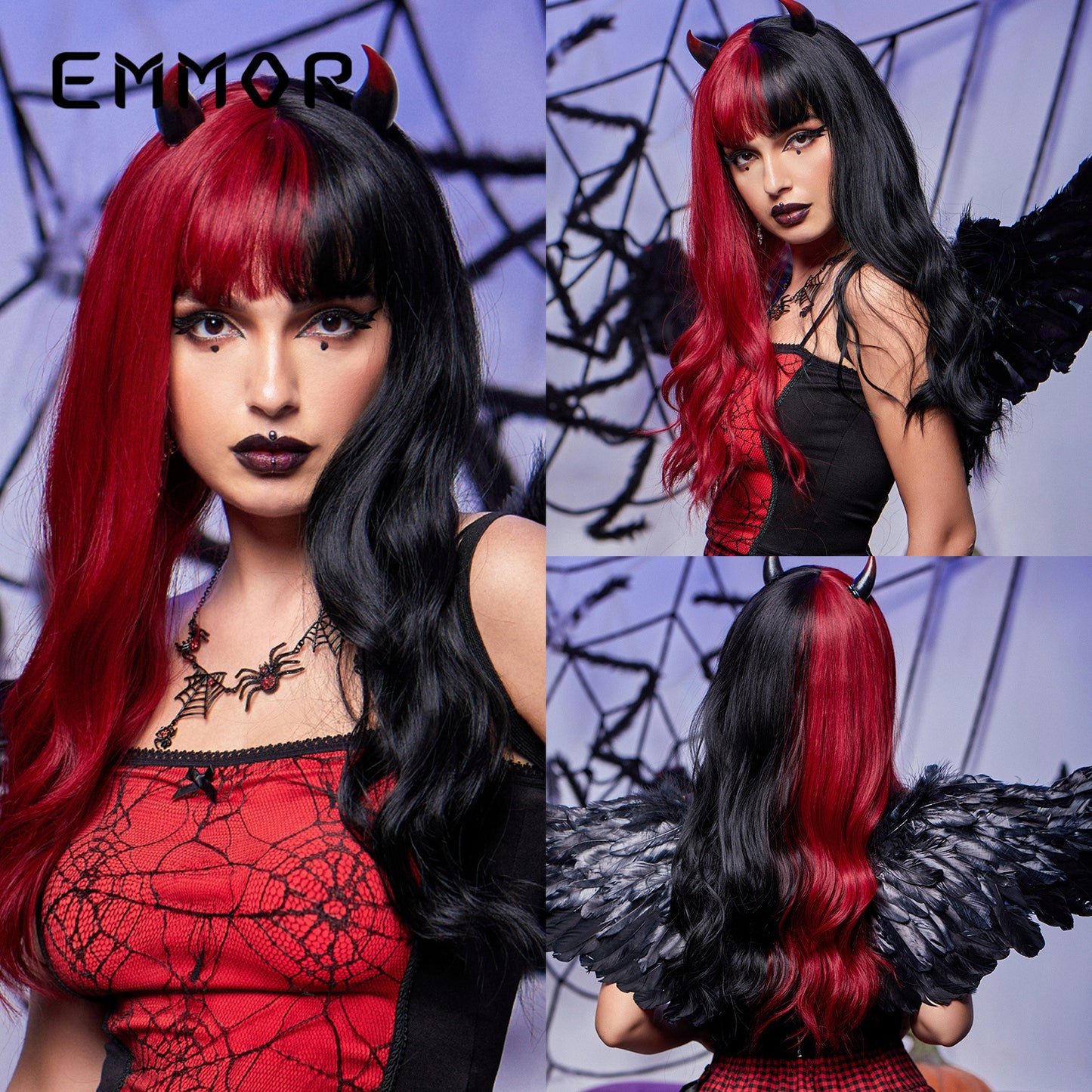 Red Gradient Bangs Big Wave Curly Wig Long Curls