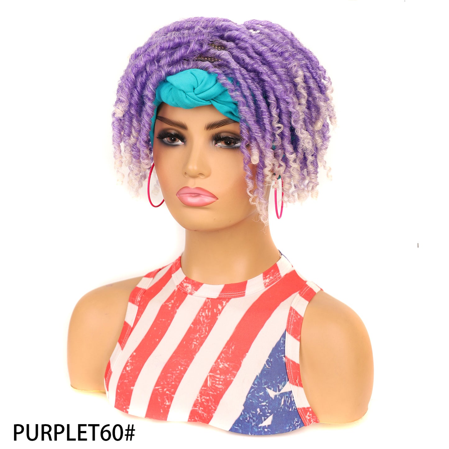 Turban Head Sleeve Curved Cover African Wig Short Curly Hair