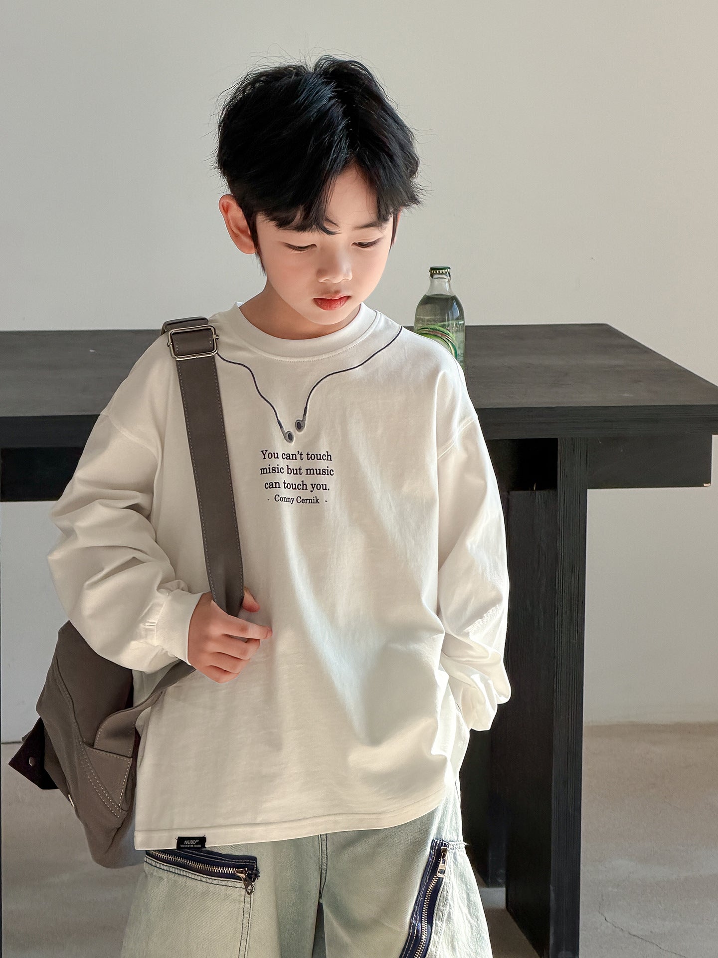Boy's Long-sleeved Wear Pu Handsome Bottoming Top Boys Spring Children's T-shirt