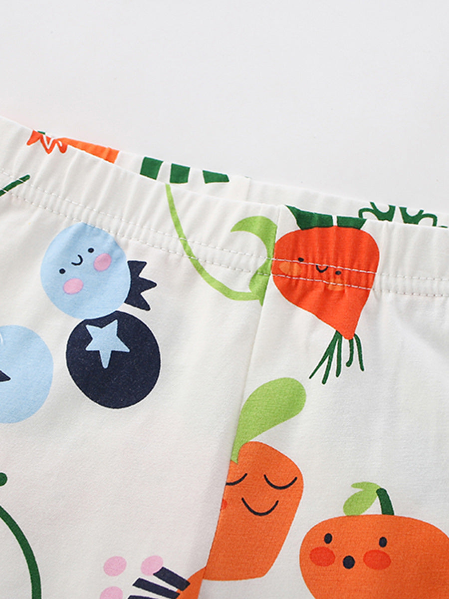 Children's Cartoon Fruit Round Neck Printed Short-sleeved Children's Suit