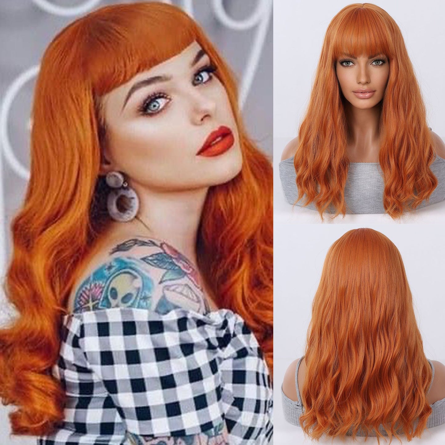 Small Straight Bangs Black Natural Fluffy Water Ripple Chemical Wig Long Curls
