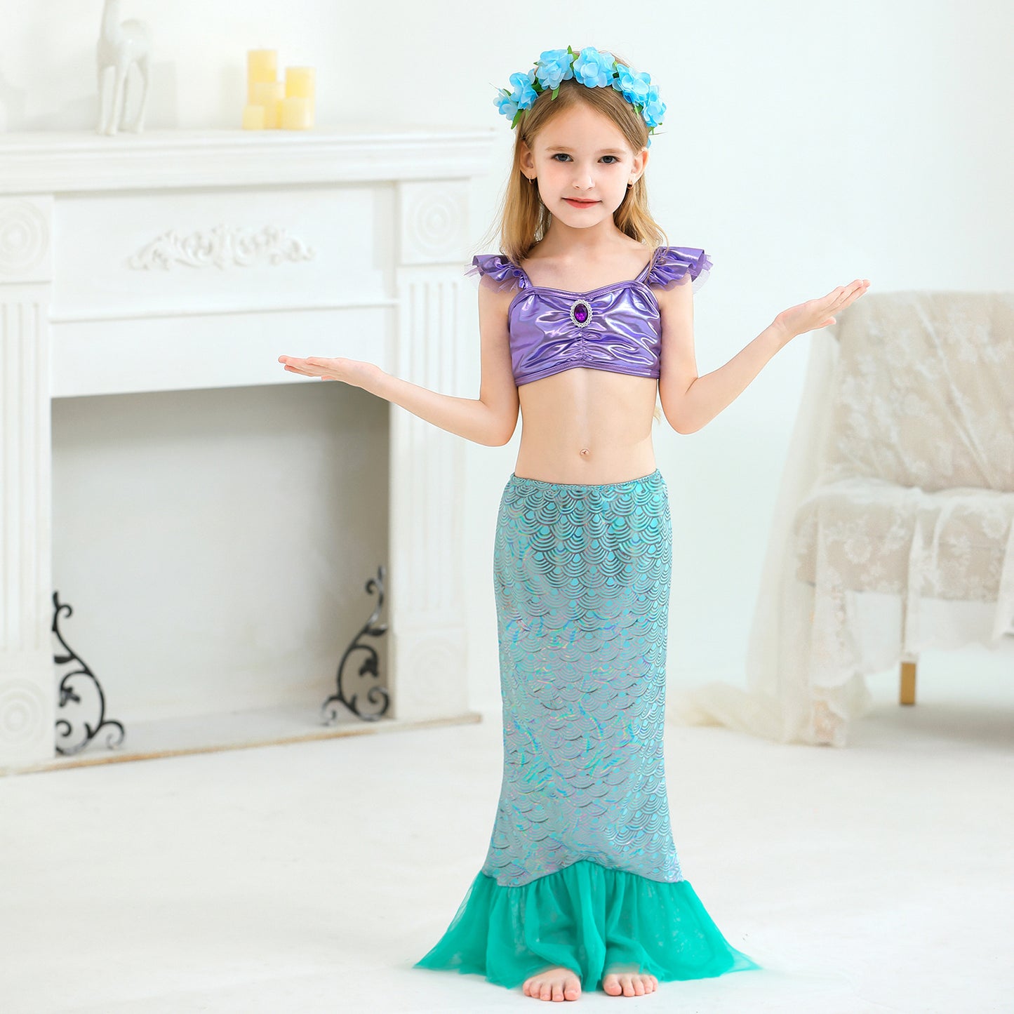 Mermaid Princess Tail Ball Gown Clothes Children's Dress
