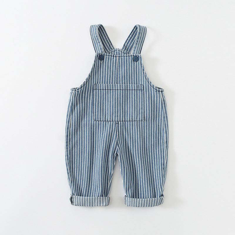 Children's Clothing Korean Style Suspender Striped Western Soft Children's Pants