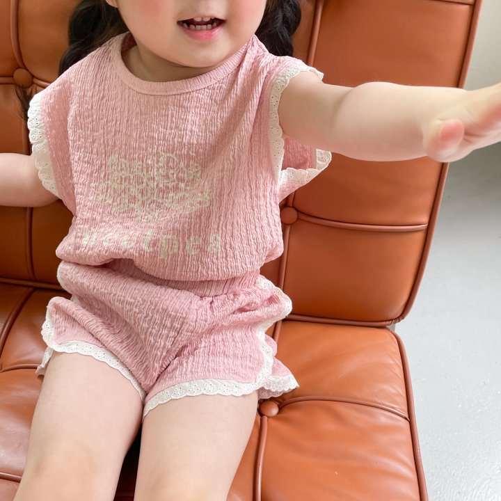 Children's Summer Cute Sweet Short Sleeve Lace Children's Suit