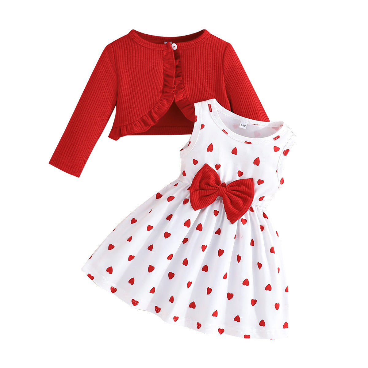 Fashion Long Sleeve Coat Heart Printing Vest Children's Suit